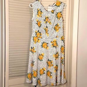 Polka dot floral jersey dress